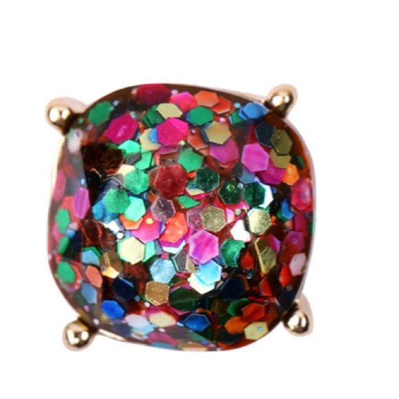 NWT Boutique Glitter Multicolored Post Earrings - Picture 3 of 3